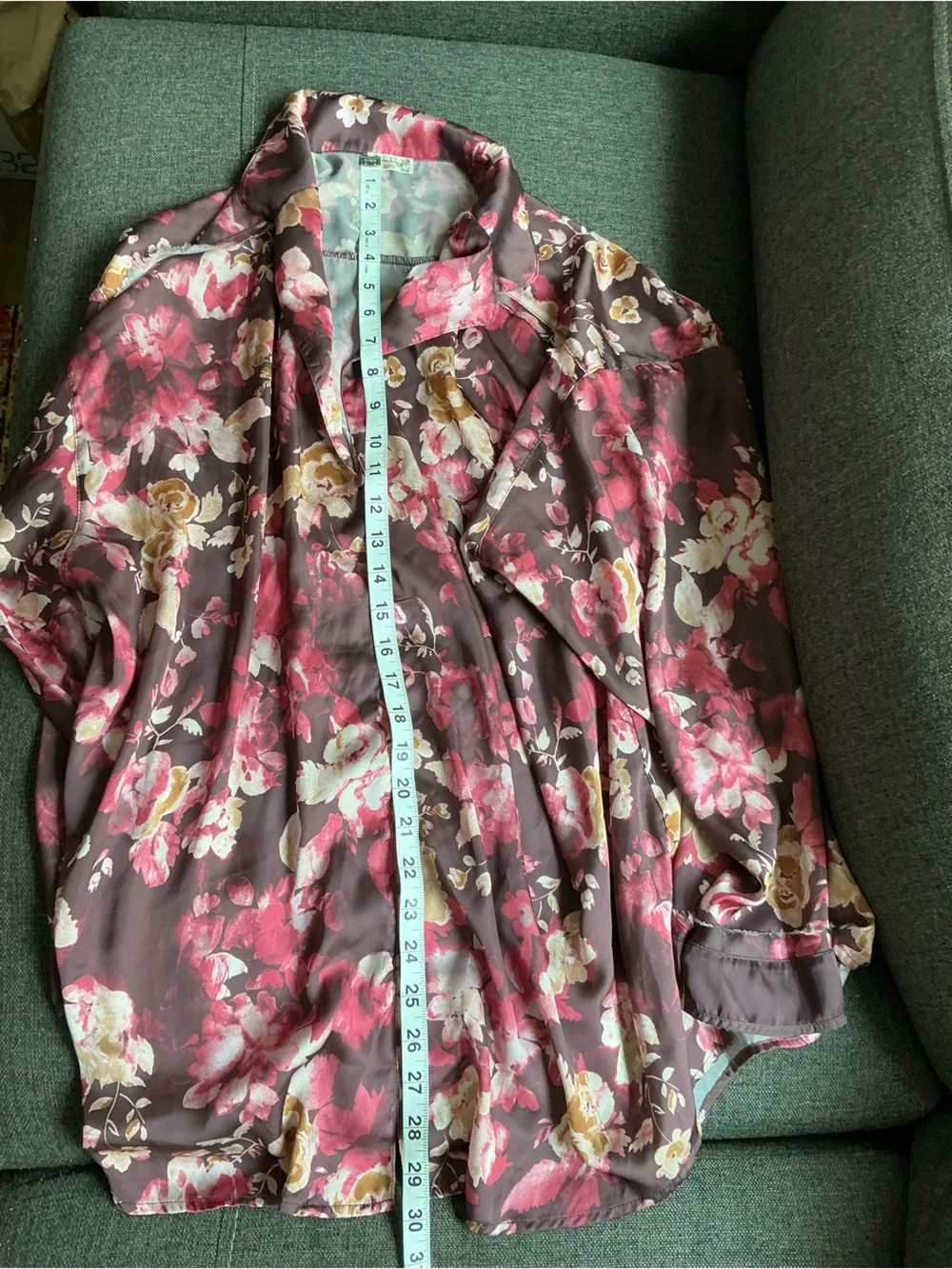 FP Dreamy Daisy Burgundy Floral Satin Pajama Set boho maximalism preppy size M